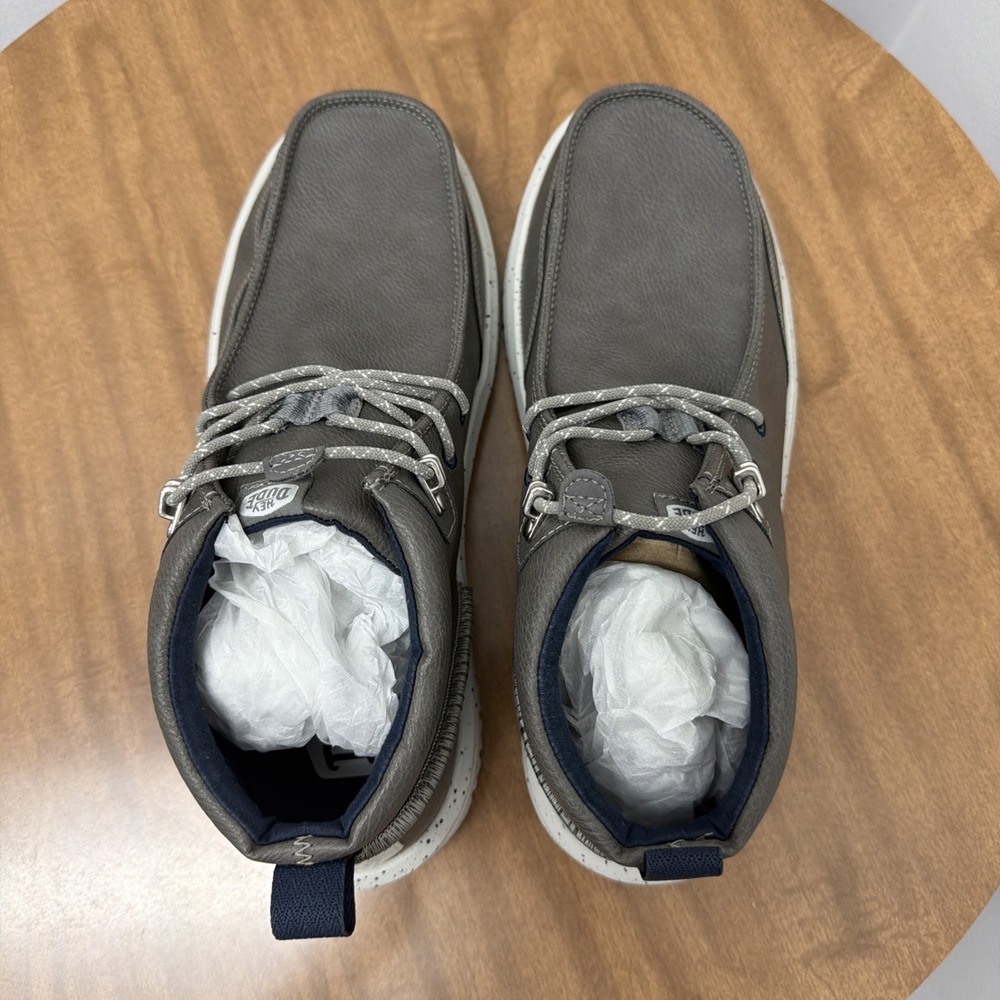 Hey Dude Bradley Chukka Classic Comfort Easy On Boots Men's 12 Gray Leather - Picture 6 of 10